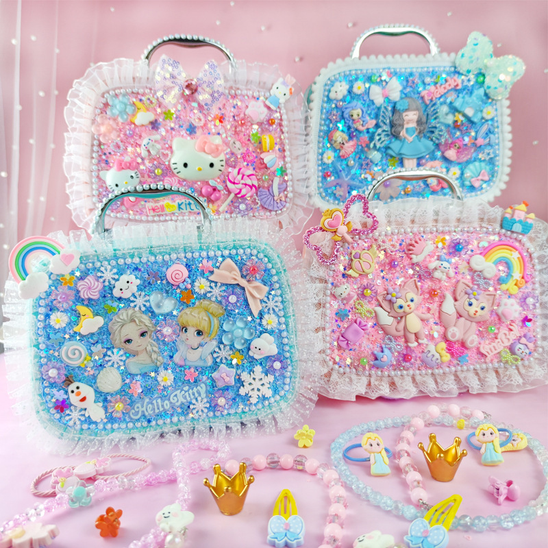 Children's diy Cream Gel Aisha Princess Makeup Bag Cartoon Exquisite Accessories Paste Girls kt Handbag Toy