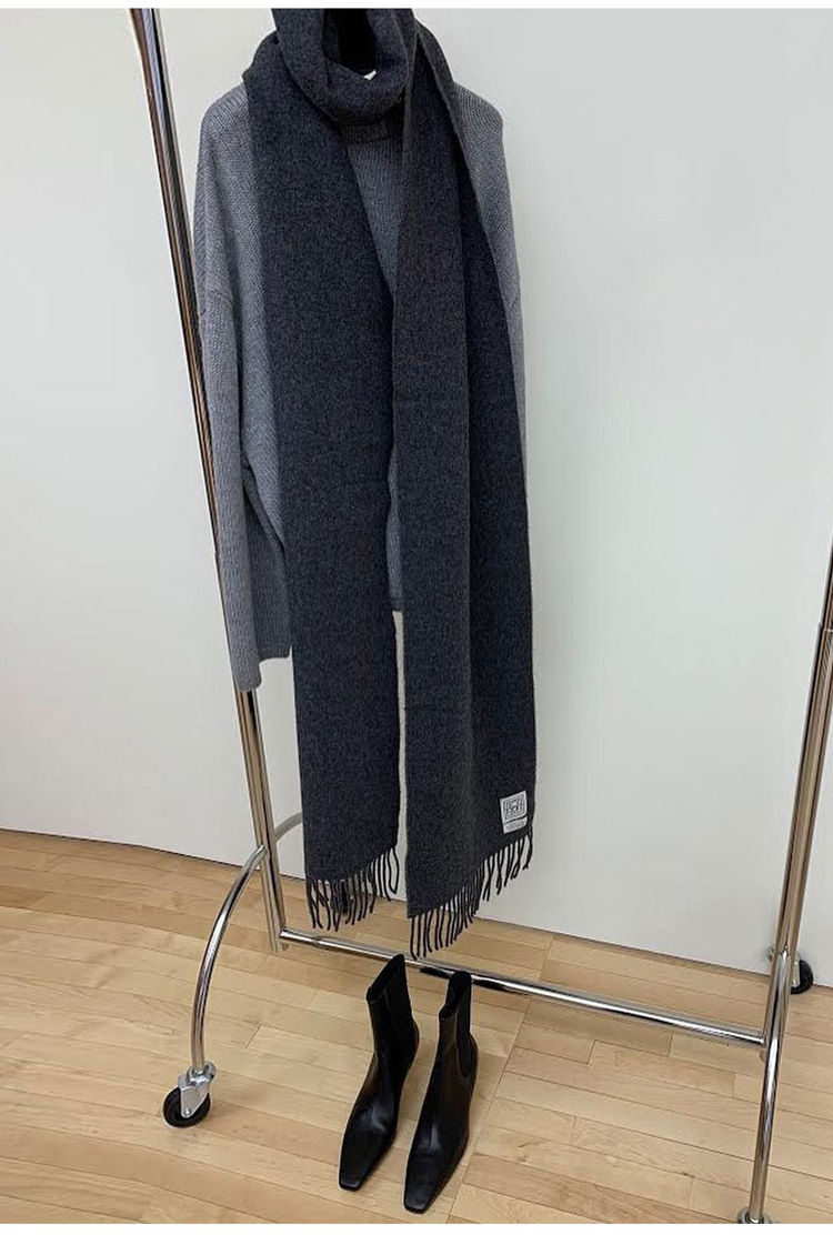 Moda retrô cachecol longo de lã feminino multifuncional quente franja dupla versão grossa estreita xale extra longo_voghion.com