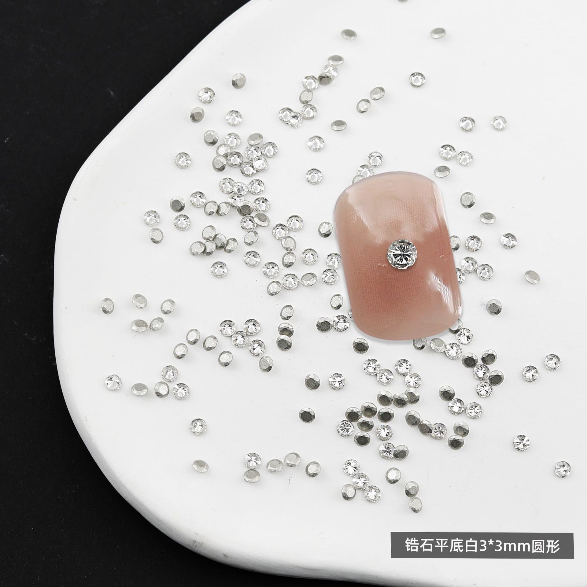 5A mini fondo plano, borde invertido, accesorios de uñas de circón, copo de nieve intermitente, ojos de caballo en forma de diamante, accesorios de uñas de diamantes de circón