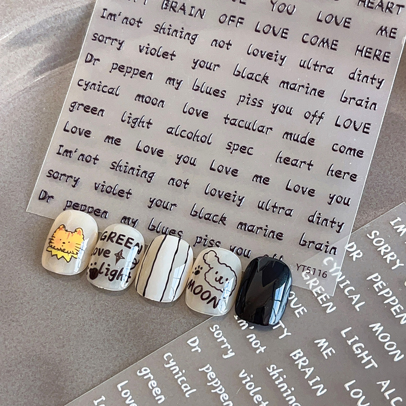 Yitu Ant Relief Line English Cartoon Nail Art Sticker Simple Pure Color European and American Style Decorative Sticker Yt5115 Yitu Ant Relief Line English Cartoon Nail Art Sticker Simple Pure Color European and American Style Decorative Sticker Yt5115