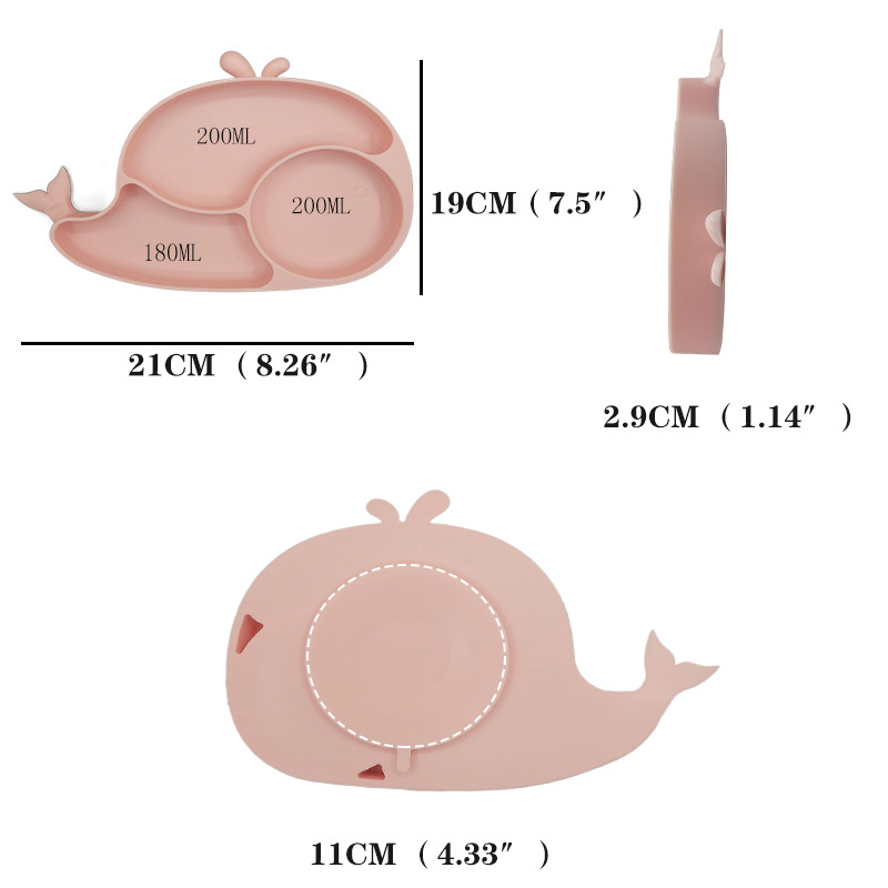 Estrictamente seleccionados transfronterizos ins bebé placa resistente a la caída de los niños de silicona suplemento alimenticio tazón dibujos animados rejilla placa lechón vajilla