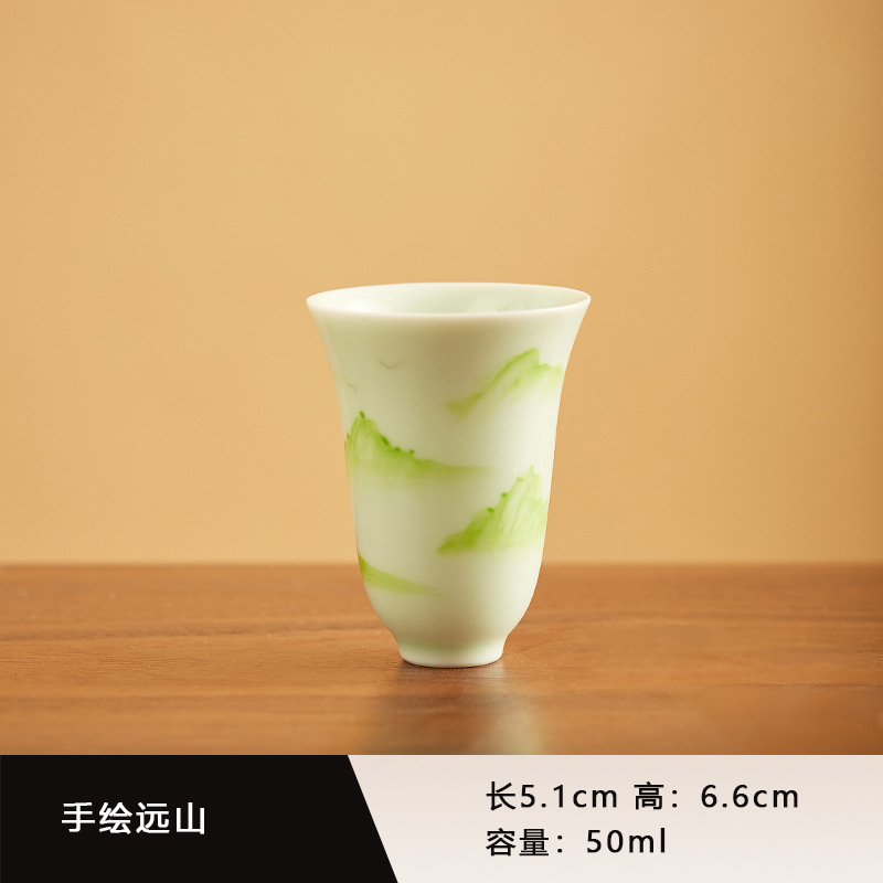 瑜鉴 手绘蝶恋花闻香杯功夫茶杯陶瓷茶具主人杯女喝茶品茗杯单杯|undefined