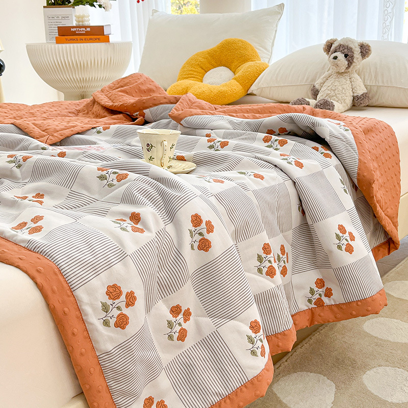 Edredón fresco de verano de frijoles de seda helada Edredón de aire acondicionado Edredón de verano para niños de verano Edredón fino lavable a máquina