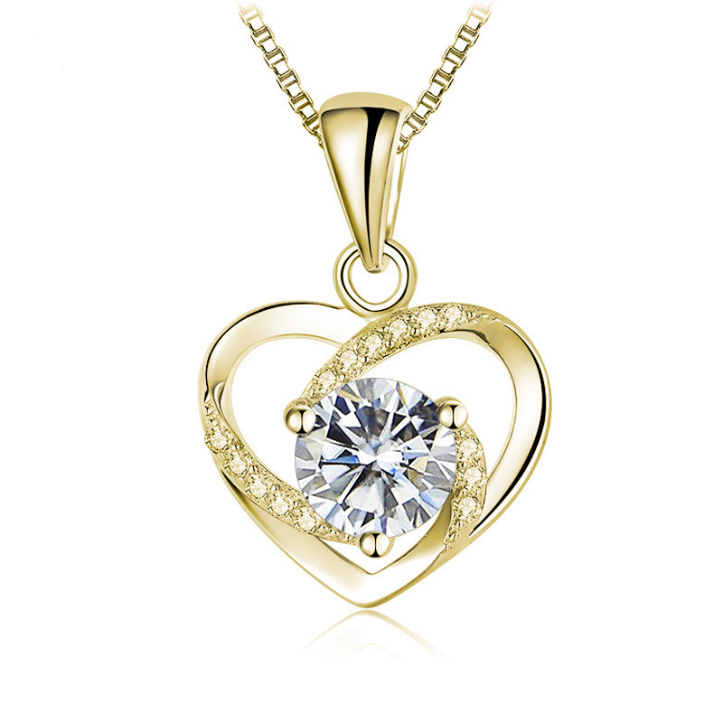 Collar de plata esterlina 925 mujer 1 quilate collar de piedra de moissanita color rosa en forma de corazón pendientes de piedra de moissanita ventas transfronterizas calientes