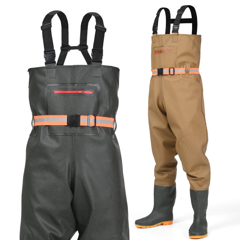 Thickened Waders, Half-Body One-Piece Rain Pants, Wading Pants for Fishing, Water Shoes, Rain Boots