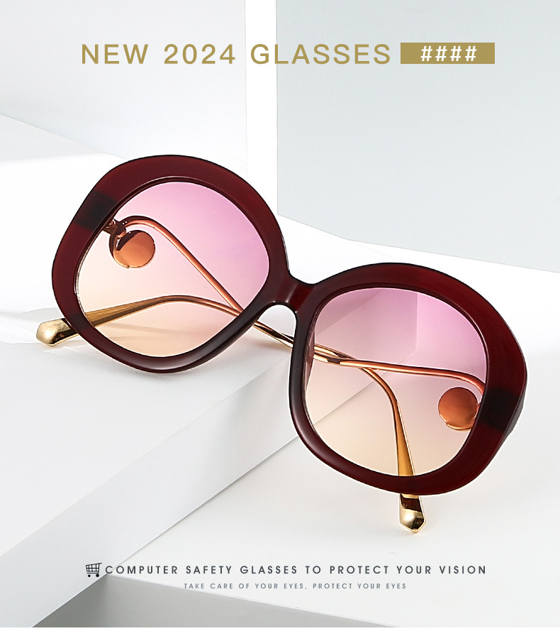 60g Weight Full Frame Glasses Structure Sunglasses Classification Ac, UV400 Protection Lens Material Round Frame Glasses Style Outdoor, Travel Occasion Color Block Pattern All Seasons Season Women's Gender Vacation, Simple Style Style Vacation Simple Style Color Block Ac UV400 Protection Round Frame Full Frame Women's Sunglasses 6
