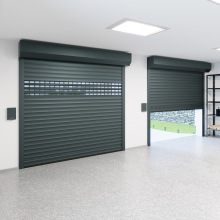 滚筒硬质快速电动卷帘门全套工业防风铝合金车库门可开透视窗