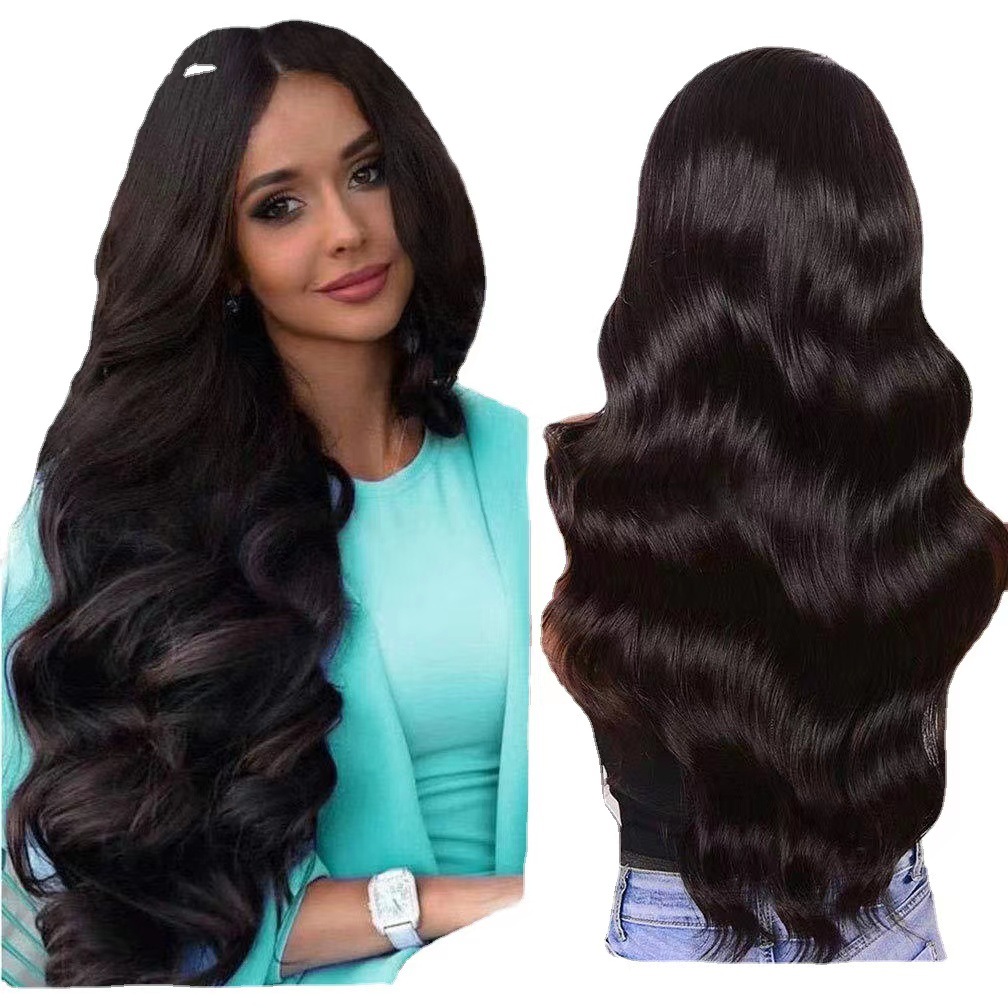 Perruque longue bouclée de style européen et américain, style africain à grosses ondulations, en soie résistante à la température, extension de cheveux synthétiques avec serre-tête_voghion.com