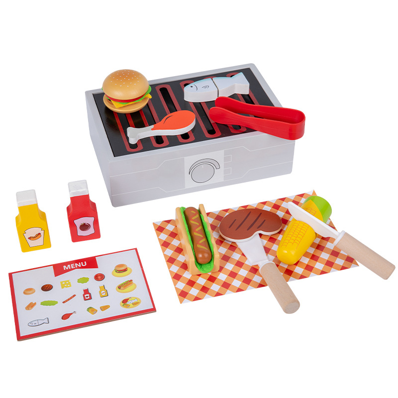 Fábrica directa en línea para niños niñas cocina pequeña juguetes de barbacoa set menú regalo de cumpleaños