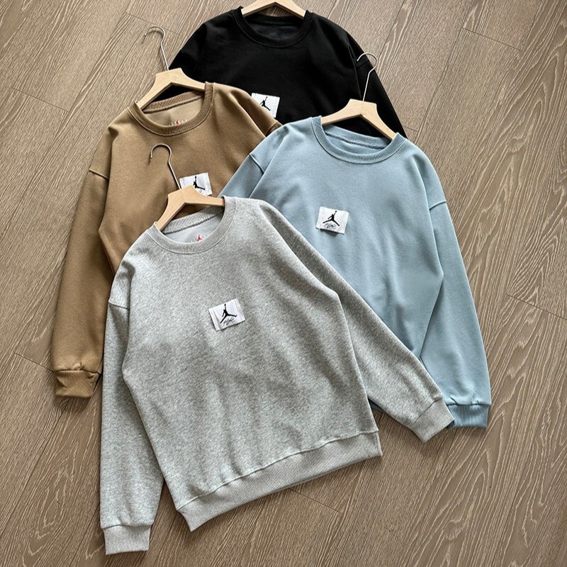 Overseas Popular Jordan Aj Patch Embroidered Men's Sweatshirt Flyer Black Label Couple Basketball Training Casual Pullover