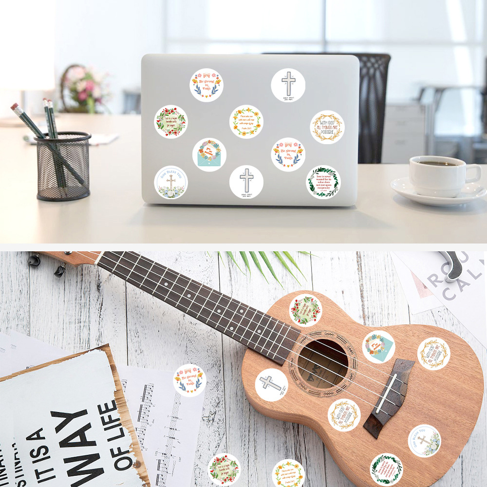Rollo de pegatinas bíblicas, pegatinas de sellado, pegatinas inspiradoras para diario en inglés, embalaje decorativo, cinta de película para cortar