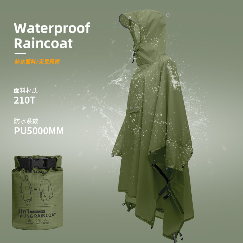 ハイキングや登山用のアップグレードされたアウトドアスリーインワンレインコート、防風性と防雨性のサイクリングレインコート、多機能ナイロン緊急用|undefined