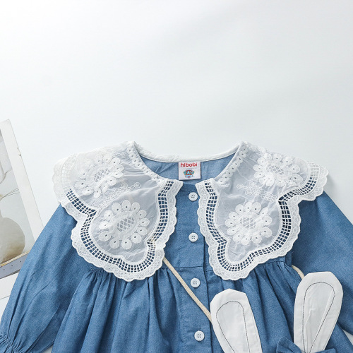 Girls Spring and Autumn Clothes  New Fake Two-piece Dress Shirt Skirt Children's Long Sleeve Princess Dress Western Style Skirt