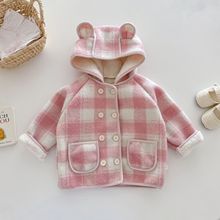 女童格子外套0-6岁冬季韩国童装女宝宝加绒加厚上衣儿童冬装AY633