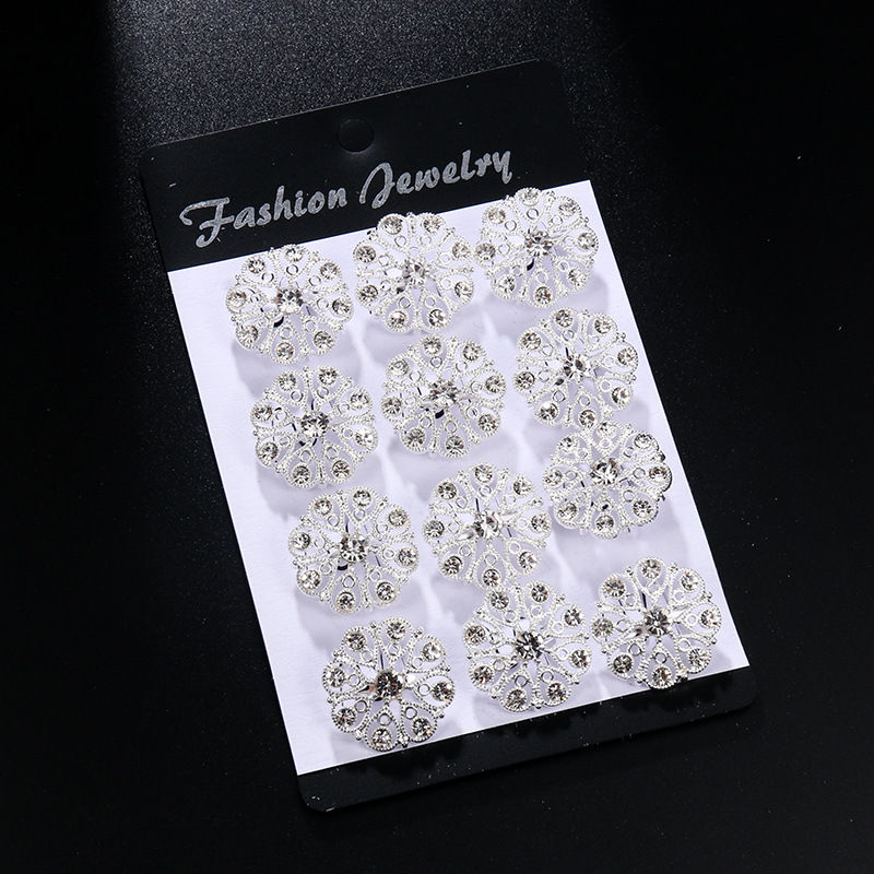 Tarjeta de moda europea y americana pequeña broche con rhinestone aleación ramillete celebración flor Ropa Accesorios pin fábrica al por mayor image 35