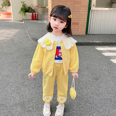 女童套裝愛心包包棒球服三件套兒童衣服女孩潮童裝洋氣嬰兒春季