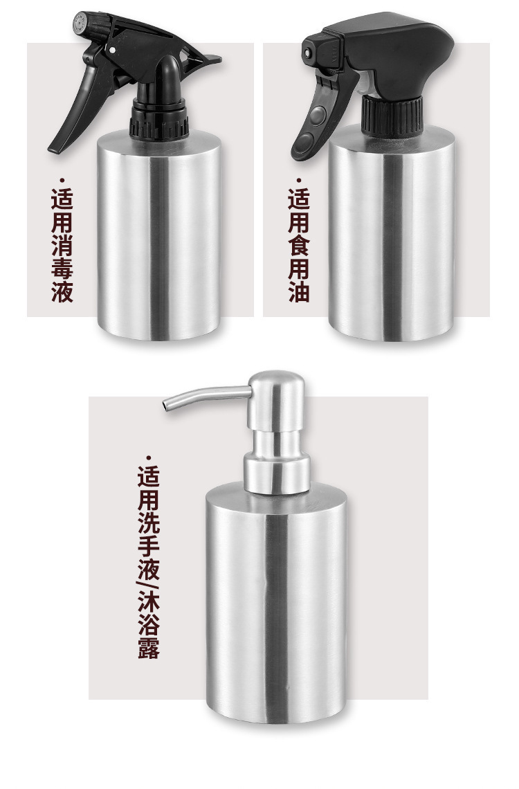 Grenzüberschreitende 304 Edelstahl-Sprühflasche, Desinfektions-Sprühflasche mit Druckknopf, Umfüllungs-Sprühflasche, Seifenspender mit Zerstäuber