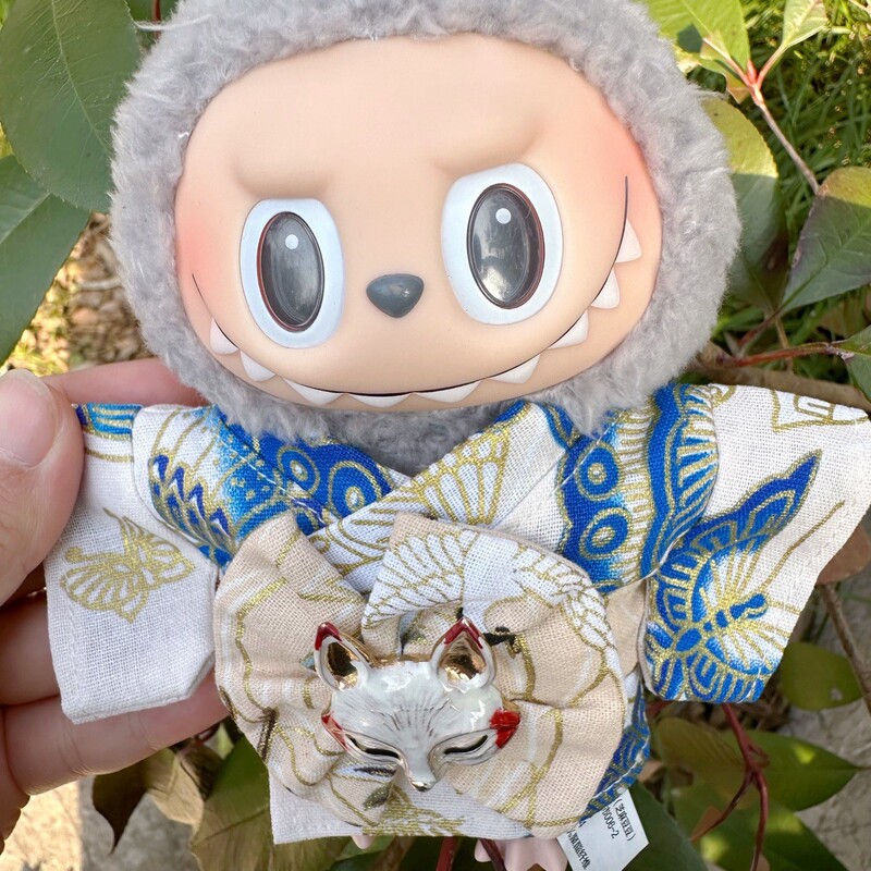 In-Stock 20cm Kimono Clothing for 17Th Generation Blind Box Labubu Plush Doll Clothes, Sitting Labubu Outfit