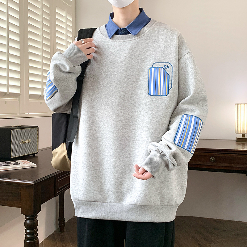 Spring and Autumn 13 youth sweater 12-year-old boy junior high school student 14 handsome fake two-piece Top 15 older children men's clothing