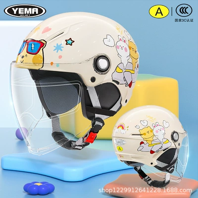 Motorcycle, Kids and Baby Safety: Motosiklet kaskı (dəbilqə) - four-seasons-khaki-white-airplane-transparent-long-mirror-anti-fog-patch