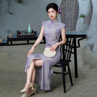 Single-Slit Chinese-Style New Cheongsam Improved Young Model 2025 New Women's Retro Slim Waist Dress Summer