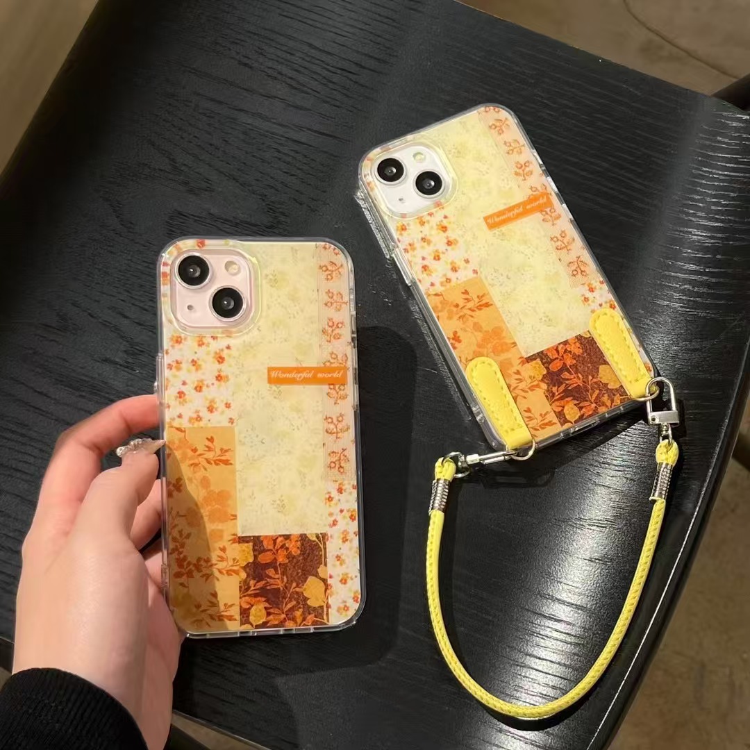 Creativo empalme retro floral adecuado para Apple 16ProMax personalidad 15/14 funda para teléfono móvil 13 niñas 15Pro nuevo