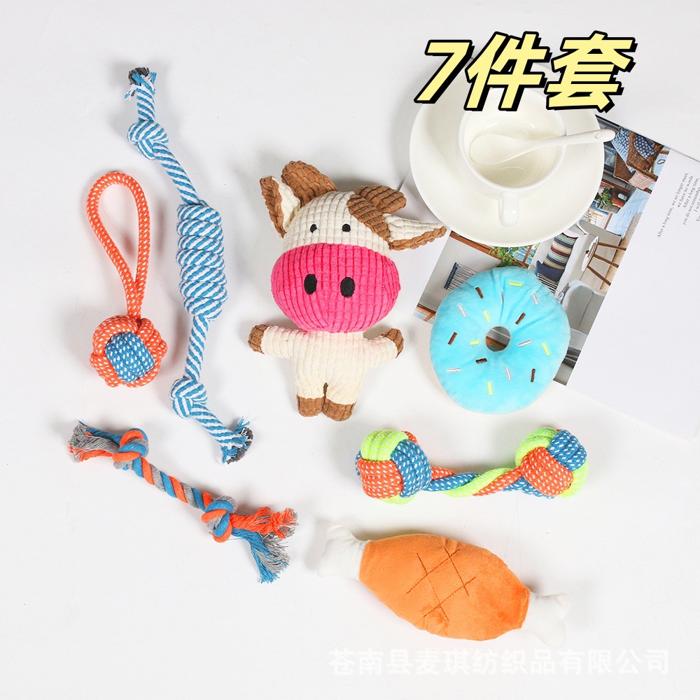 Temu se especializa en juegos de juguetes para mascotas, combinación de juguetes molares para perros, juguetes de sonido de felpa para aliviar el aburrimiento al por mayor