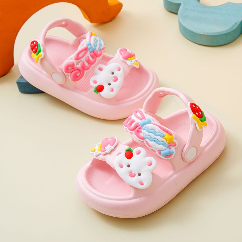 Children's sandals slippers women's sandals soft bottom toddler Boys Girls non-slip cute cartoon bear rabbit indoor summer