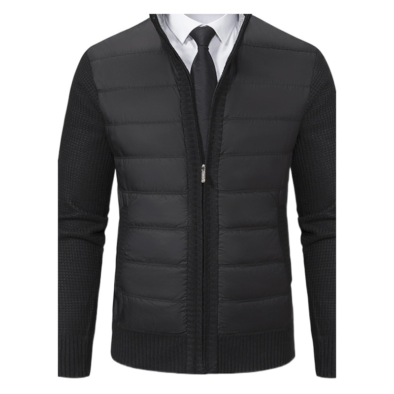 Autumn and Winter new men's cardigan sweater foreign trade Amazon knitwear coat stand collar fleece-lined thickened men's coat