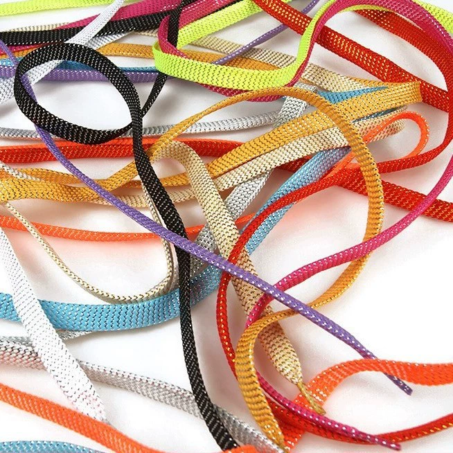 В наличии 10 мм плоские шнурки лямки цвет спортивный досуг двойной золото и серебро вспыхнули плоские шнурки