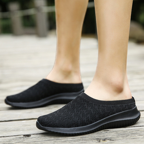 2024 cross-border new spring casual shoes and half slippers without heel lazy one-on-one maternity shoes breathable outer size large size