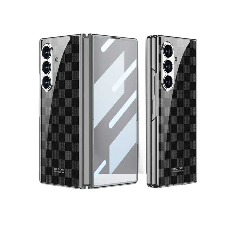サムスン折りたたみスクリーンFOLD7ハートワールド携帯電話ケース第7世代ハイエンド電気メッキチェッカーボードステンドグラスケースに適しています。|undefined
