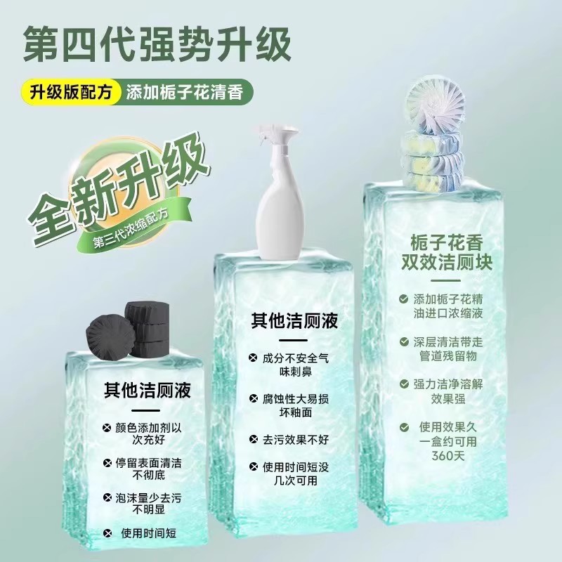 Dispositivo de desodorización de inodoro de burbuja azul para eliminar los olores y dejar la fragancia Limpiador de inodoro con descalcificación potente y fragancia clara Limpiador de inodoro Baoling