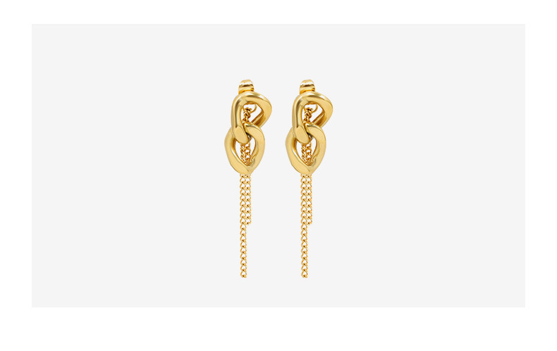 Wholesale Jewelry Fashion Thick Chain Tassel Titanium Steel Earrings Nihaojewelry display picture 2