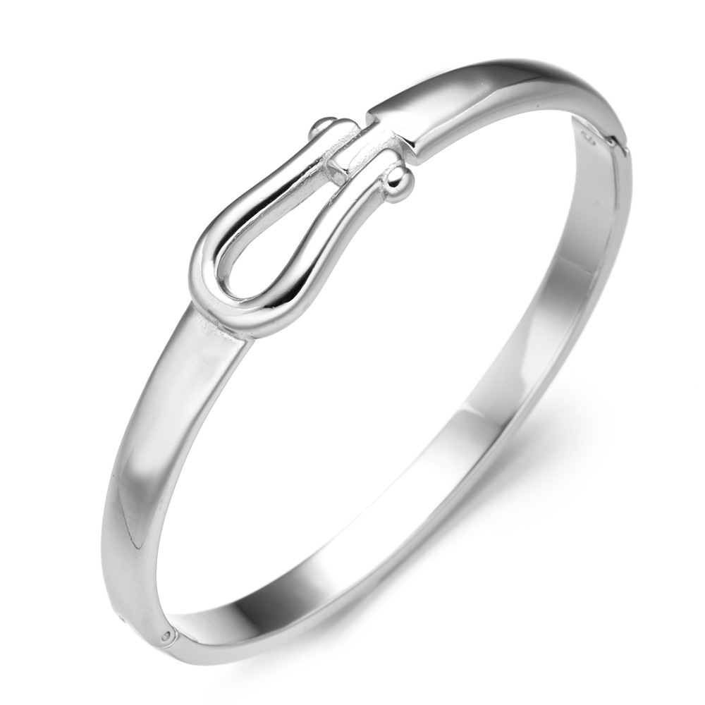 Bracciale in acciaio al titanio con fibbia a ferro di cavallo a forma di U minimalista_voghion.com