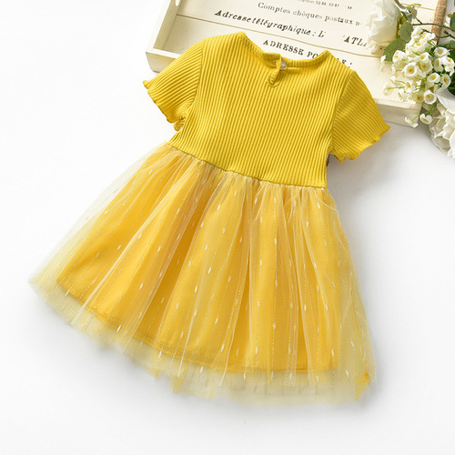 Ladies' Summer New Children's Dress Short Sleeve Korean Version Net Princess Dress Baby Girl Stylish Skirt