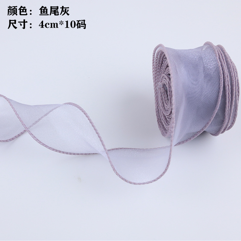 En stock al por mayor 4cm Phnom Penh fishtail hilo llano envuelto flor amplia cinta onda cinta ramo de flores material de embalaje