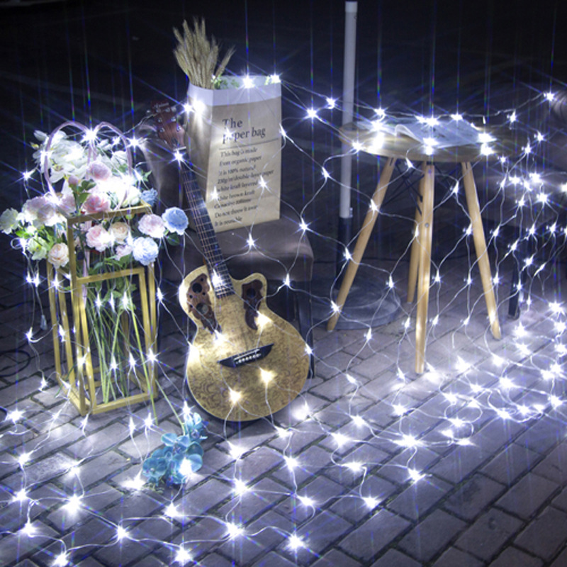 Lámpara de red led, lámpara de red de pesca, gypsophila, luz de ambiente solar, luz de parque impermeable al aire libre, luz de decoración de vacaciones, cadena de luces