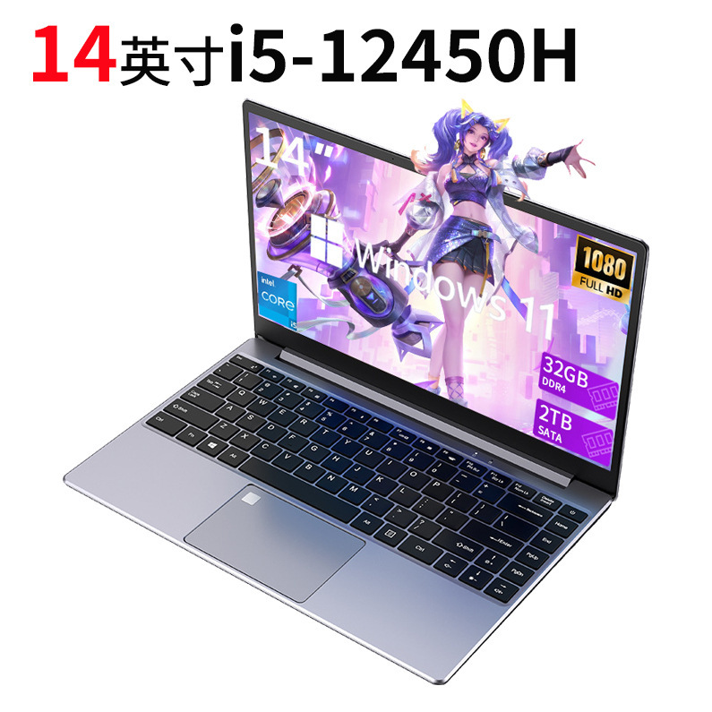 Cross-Border Bestseller 14inch Core I5-12450H Thin and Light Portable Office and Gaming Laptop