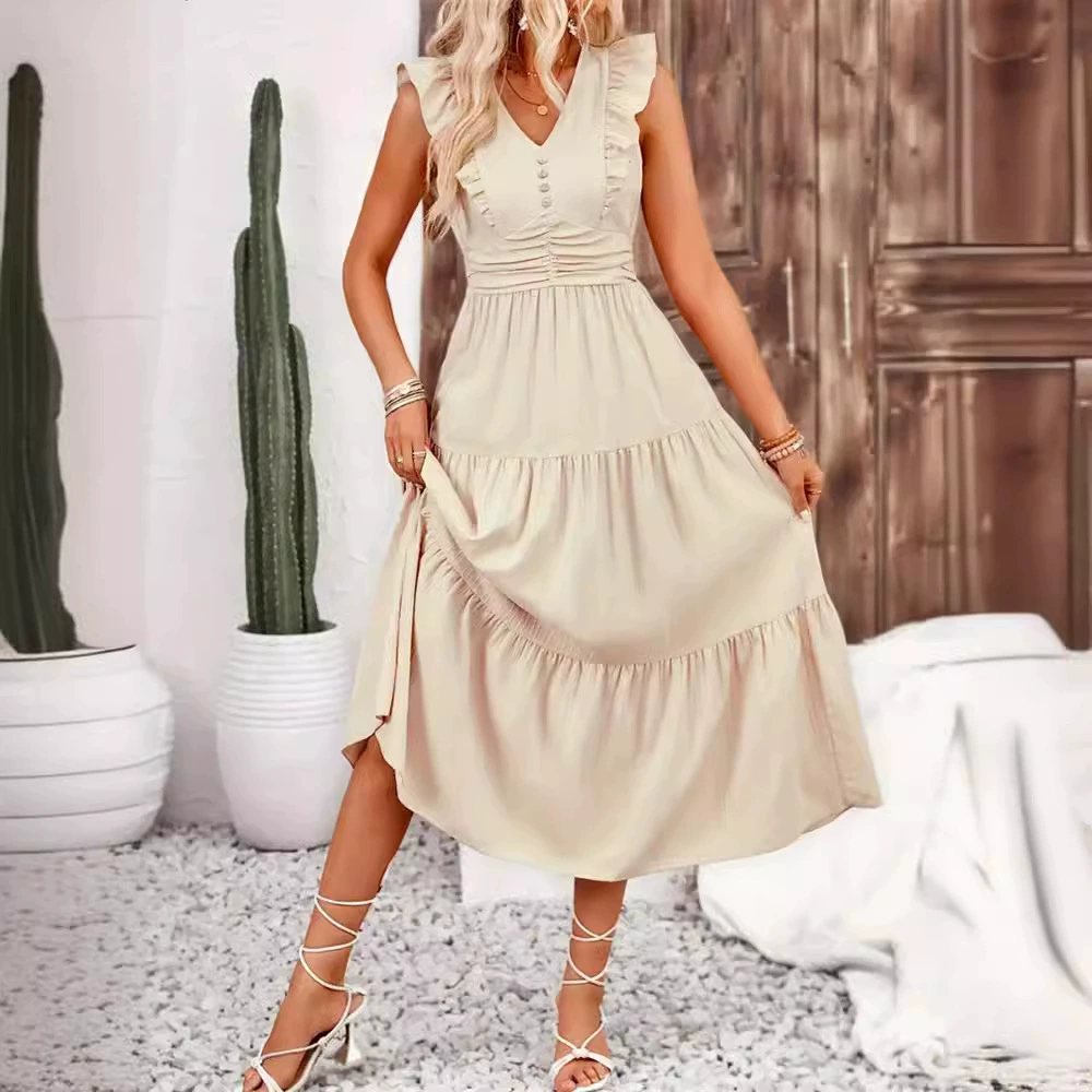 Трансграничная юбка с рюшами тонкое тонкое сплошное жаккардовое длинное платье без рукавов Весенняя летняя женская юбка юбка для торта