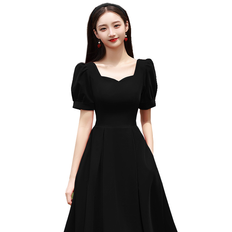 Vestido de noche negro, nicho de lujo ligero de terciopelo, vestido de banquete de alto nivel, anfitrión de vestidos de baile image 6