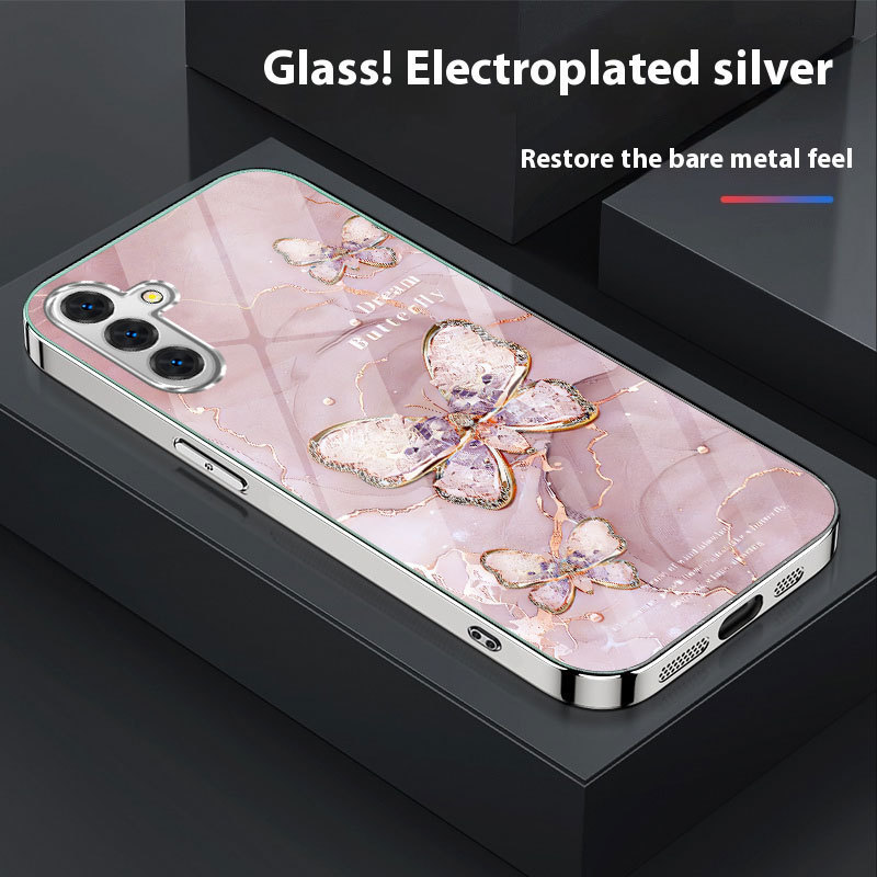 [Cross-Border Popular Mobile Phone Case] Jit Dropshipping Is Suitable for Samsung S25/24/22/23/A56 Electroplated Silver