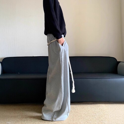 niche design, handmade thick rope, wide-leg, machete pants, men's American retro sweatpants, loose mop casual pants