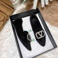 Women's winter mink fur single shoes with added velvet and fur, new pointed cotton scoop shoes, plus plus size women's shoes 41-43