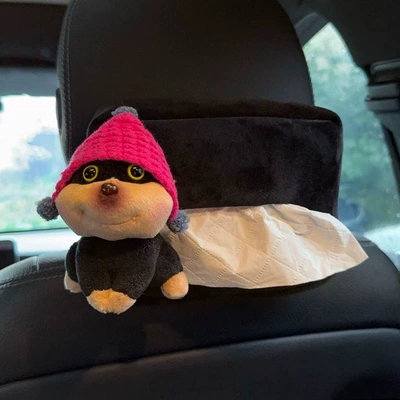 2025 New Style Tissue Box Car tissue box/set - rose-red-hat-stands-out-left-black-velvet-bag