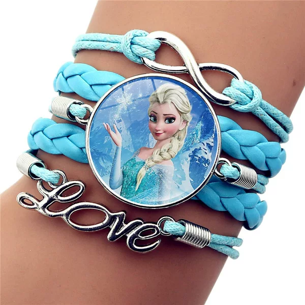 Snow Princess Aisha Leather Bracelet Cartoon Snow White Blue Multi-layer Woven Bracelet Jewelry