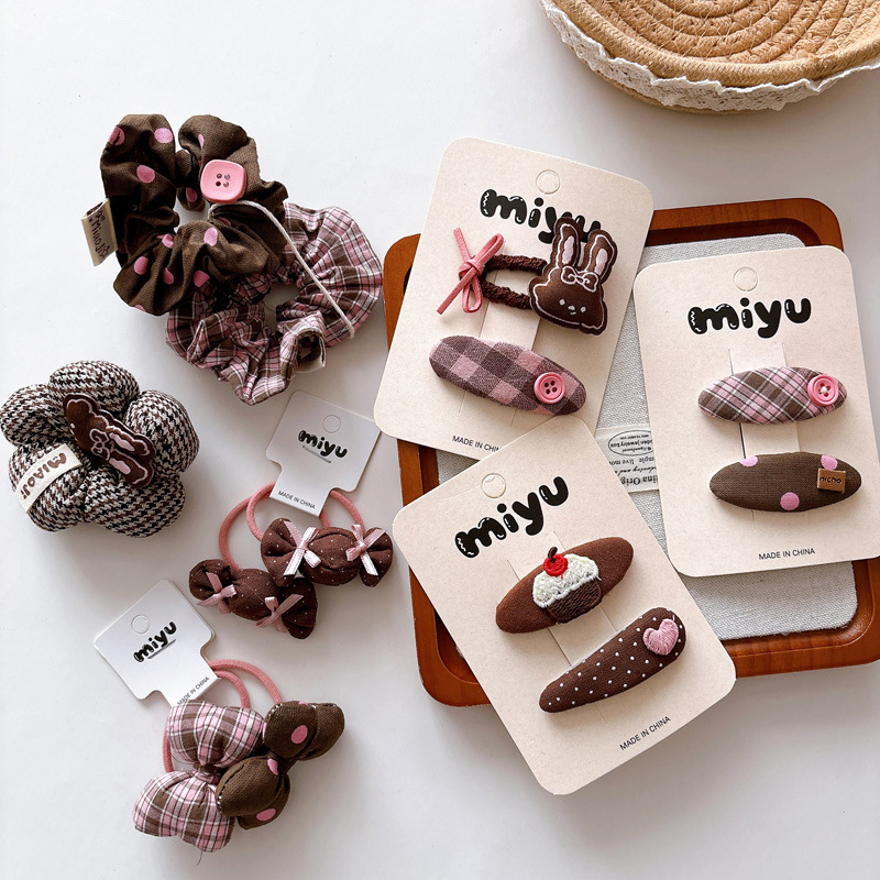 Early Autumn Children's Korean-style Fabric Plaid Bangs Bb Clip...