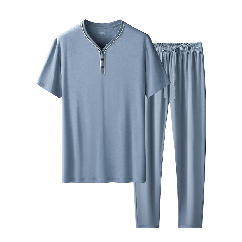 80 pijamas modales de doble cara para hombre de primavera y verano, pantalones de manga corta, estilos delgados, ropa de hogar en stock