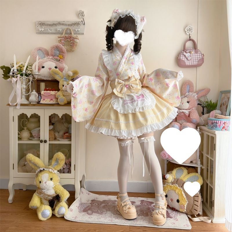 ロリータドレス かわいい和風メイドドレス 春服|undefined