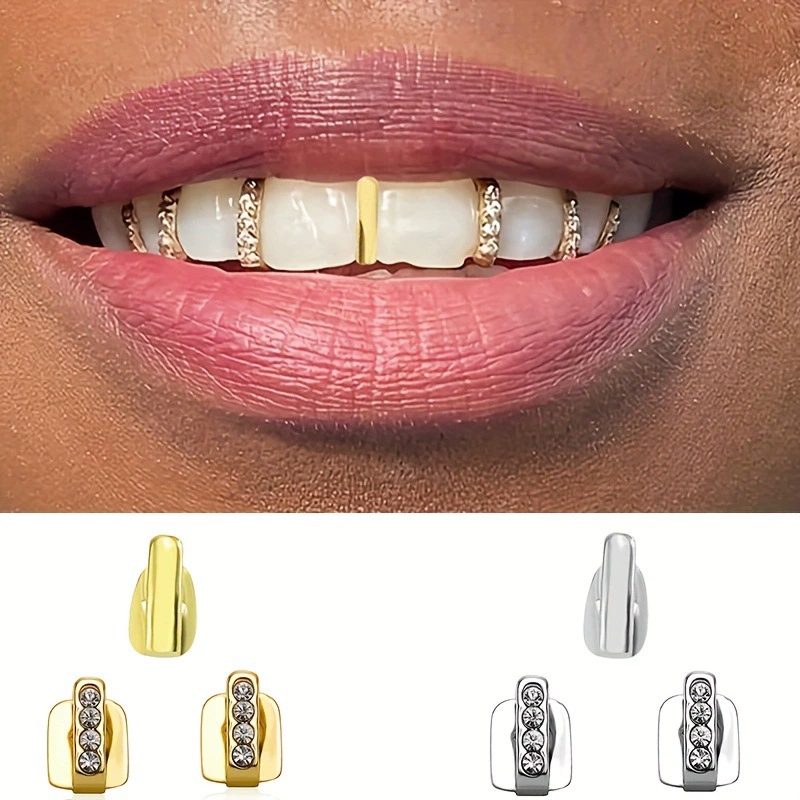 Хит продаж на Temu, комплект из трёх rhinestone крест-несмотря на границы, сочетание зубовhip hop зубные гриллы